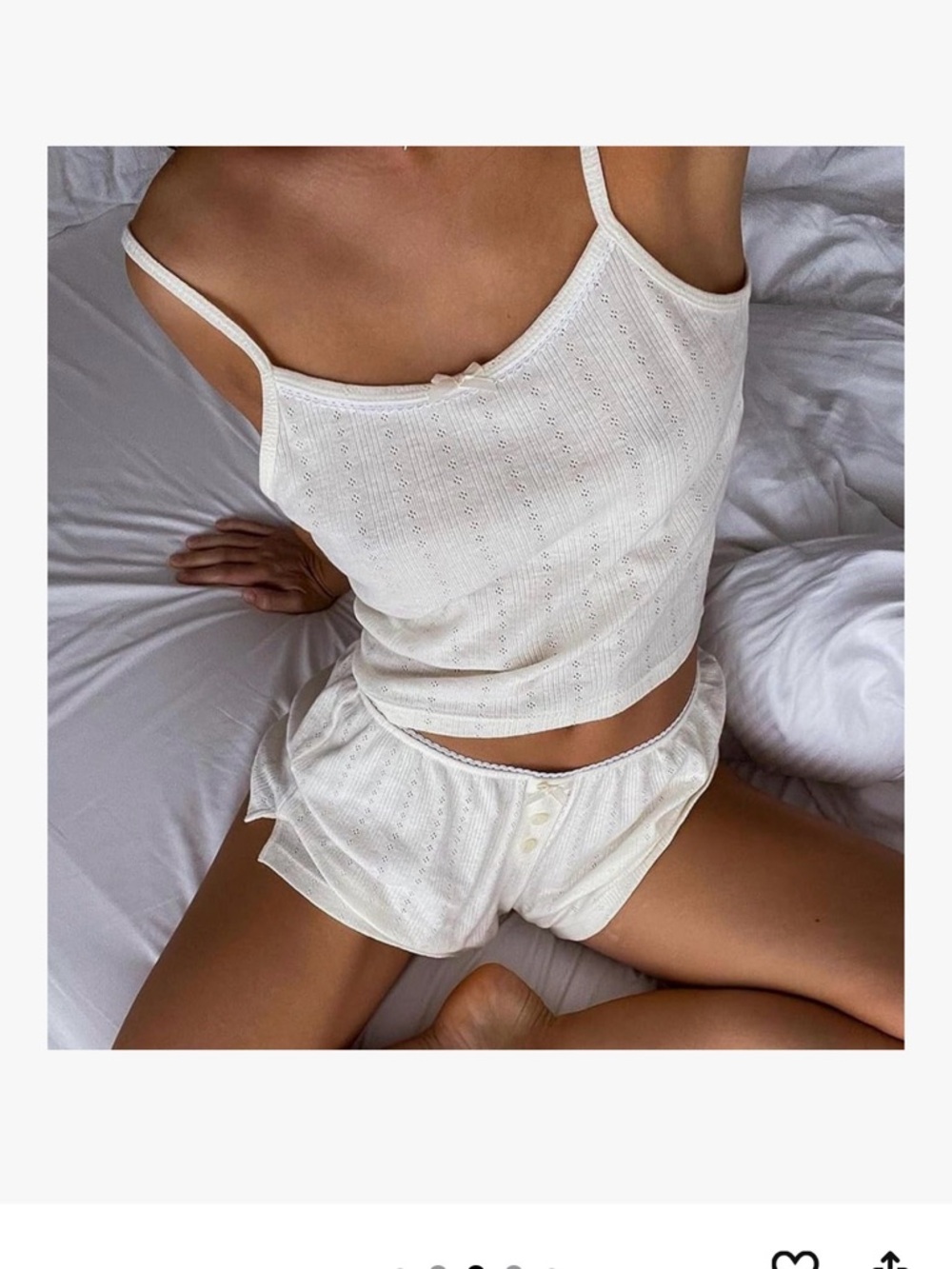 Amazon Women's Cream Ribbed Cami & Button-Front Shorts Sleep Set